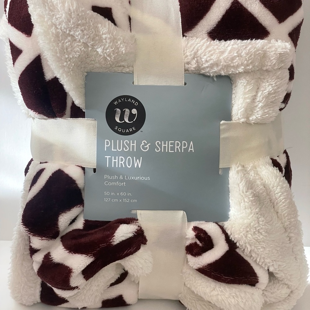 Plush & Sherpa Throw Cozy Blanket 50in x 60in